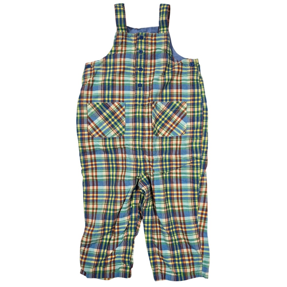 Baby Gap Plaid Overalls Romper 18-24 Months Multicolor Cotton Snaps VTG Y2K